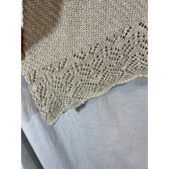 Lauren Conrad Women's XL Open Knit Cold Shoulder Cream Sweater - Picture 6 of 11